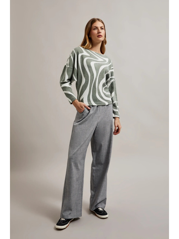 Moodo Hosszú ujjú blúz geometriai mintával olíva Moodo