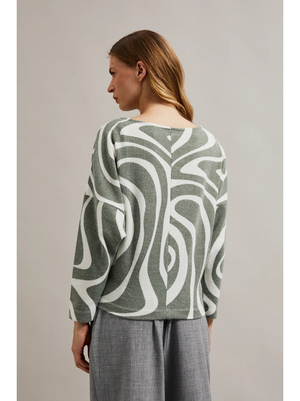 Moodo Hosszú ujjú blúz geometriai mintával olíva Moodo