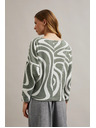 Moodo Hosszú ujjú blúz geometriai mintával olíva Moodo