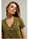 Moodo V nyakú póló olíva Moodo