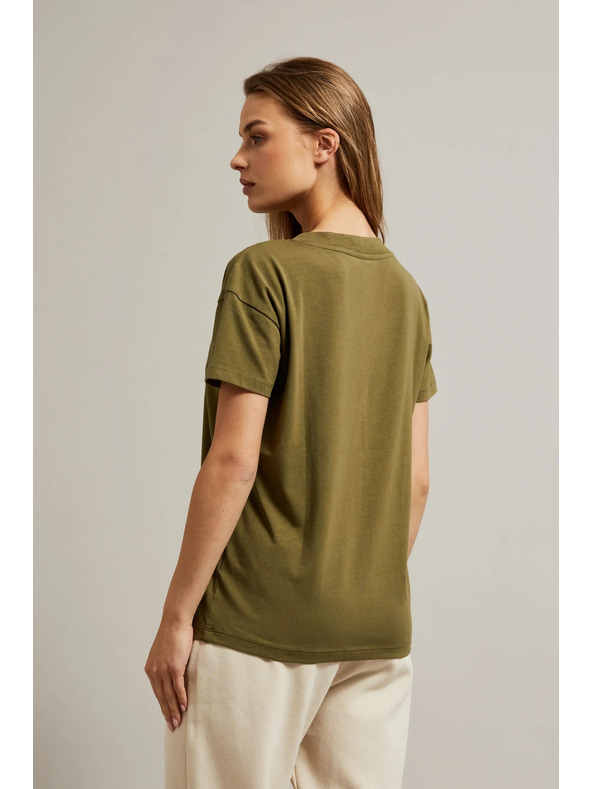 Moodo V nyakú póló olíva Moodo