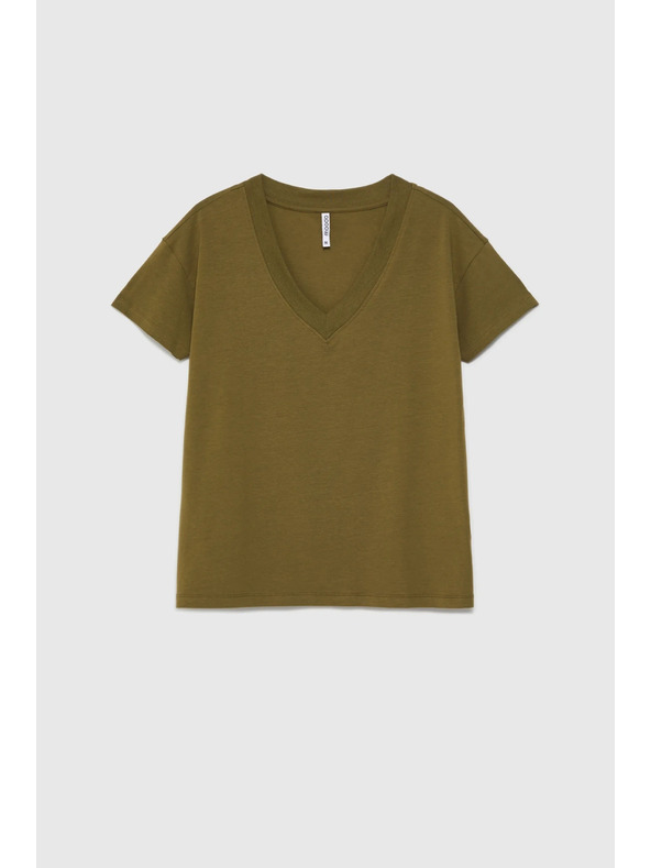 Moodo V nyakú póló olíva Moodo