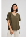Moodo Olívazöld V-nyakú blúz Moodo