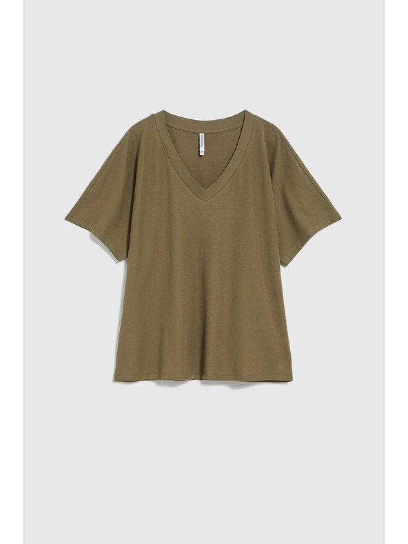 Moodo Olívazöld V-nyakú blúz Moodo