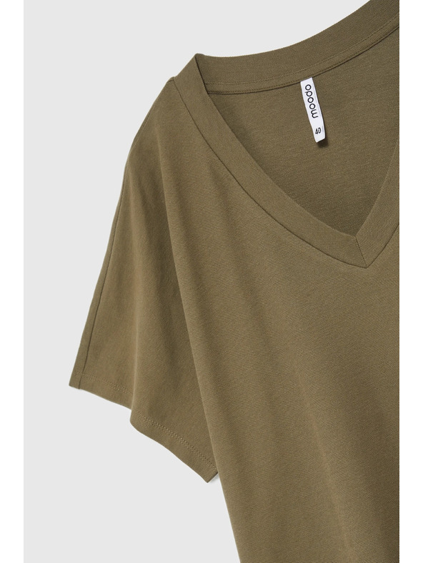 Moodo Olívazöld V-nyakú blúz Moodo