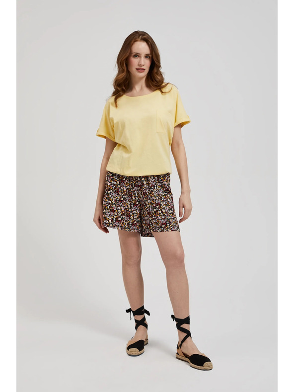 Moodo Sárga póló zsebbal és felfújt ujjakkal Moodo