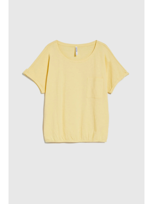 Moodo Sárga póló zsebbal és felfújt ujjakkal Moodo