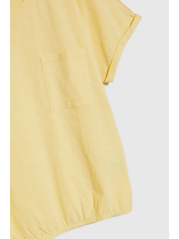 Moodo Sárga póló zsebbal és felfújt ujjakkal Moodo