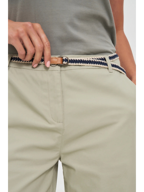 Moodo Olívazöld derekú pamut rövidnadrág Moodo