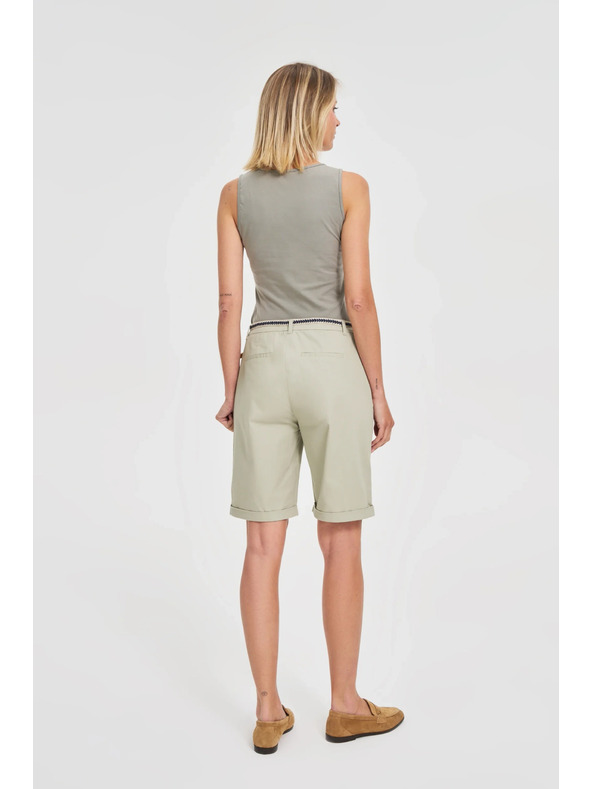 Moodo Olívazöld derekú pamut rövidnadrág Moodo