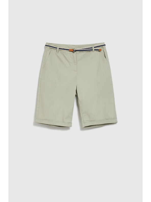 Moodo Olívazöld derekú pamut rövidnadrág Moodo