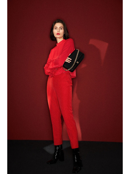 Moodo Piros egyenes nadrág övvel Moodo