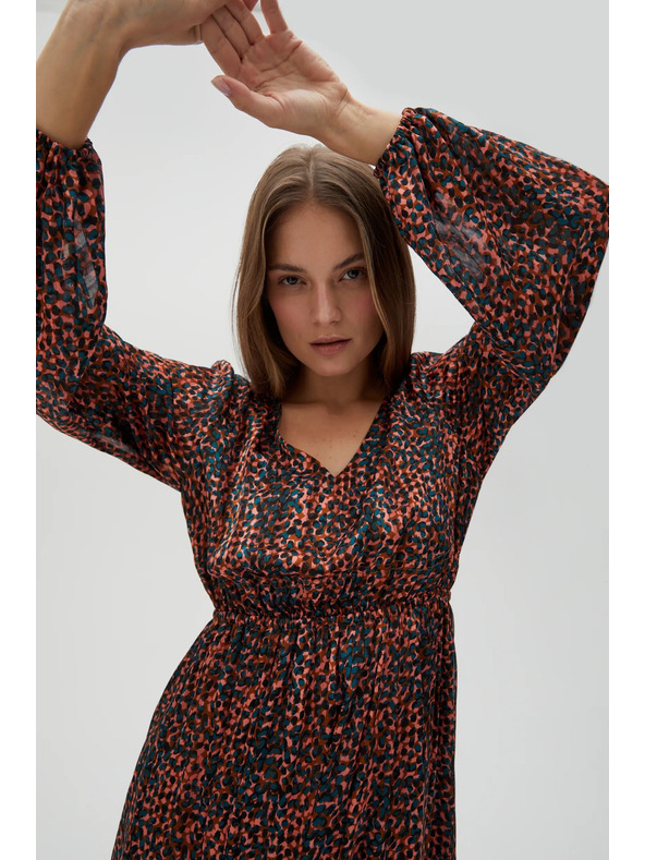 Moodo Narancssárga és barna női mintás ruha Moodo