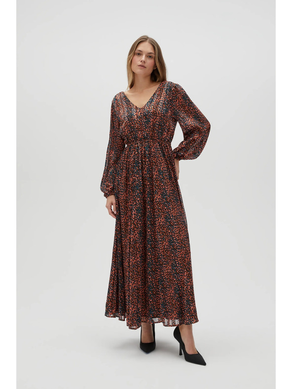 Moodo Narancssárga és barna női mintás ruha Moodo