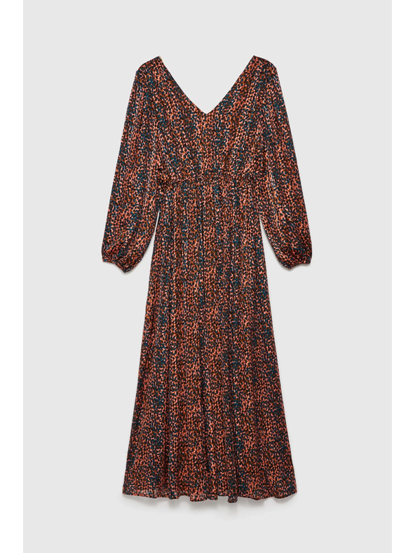 Moodo Narancssárga és barna női mintás ruha Moodo