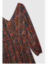 Moodo Narancssárga és barna női mintás ruha Moodo