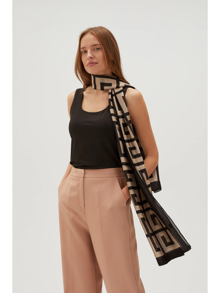 Moodo Bézs és fekete női mintás sál Moodo