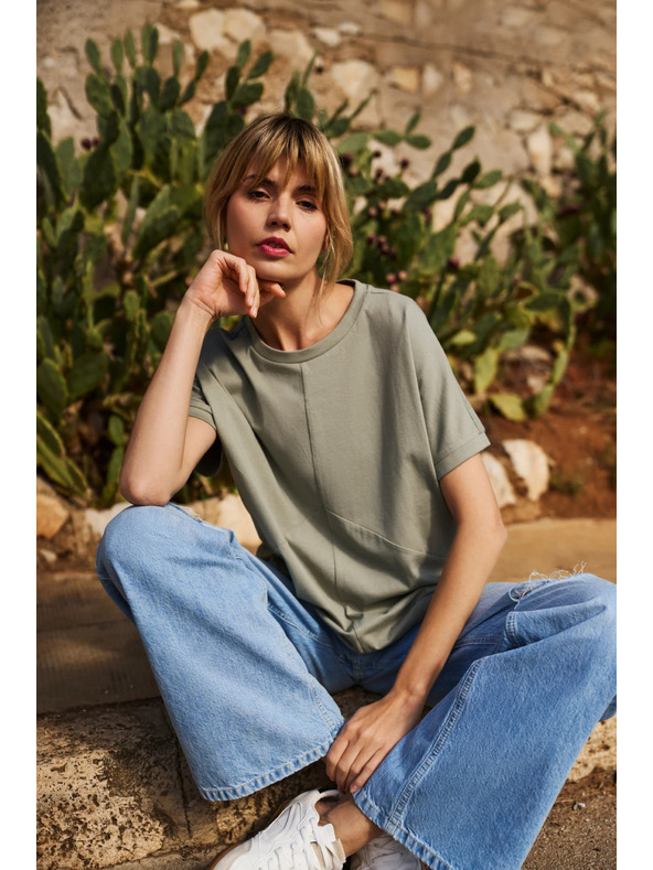 Moodo Khaki Moodo női laza póló