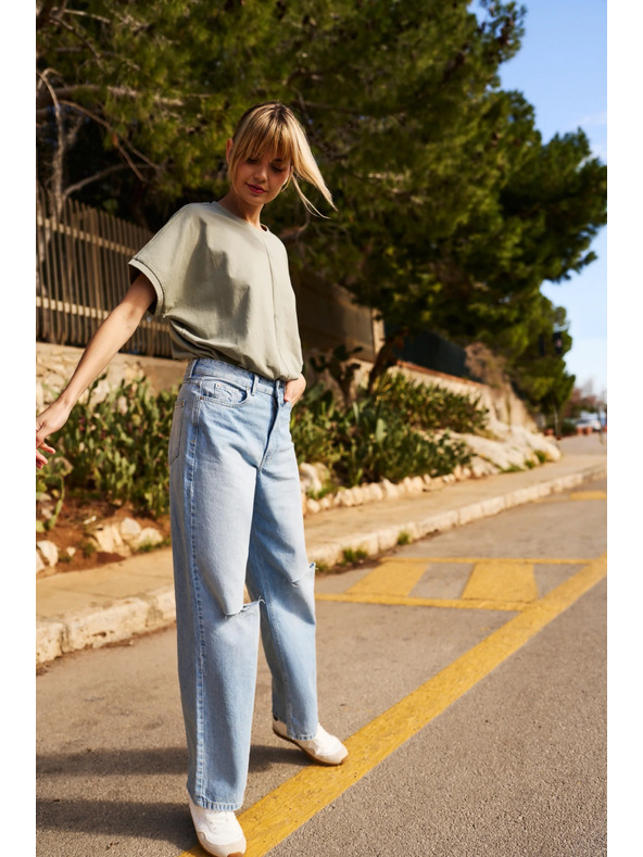 Moodo Khaki Moodo női laza póló