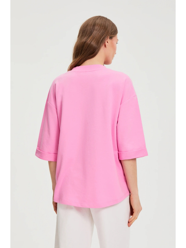 Moodo V-nyakú rózsaszín blúz Moodo