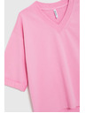 Moodo V-nyakú rózsaszín blúz Moodo