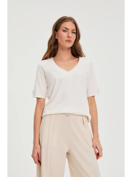 Moodo Fehér V-nyakú blúz Moodo