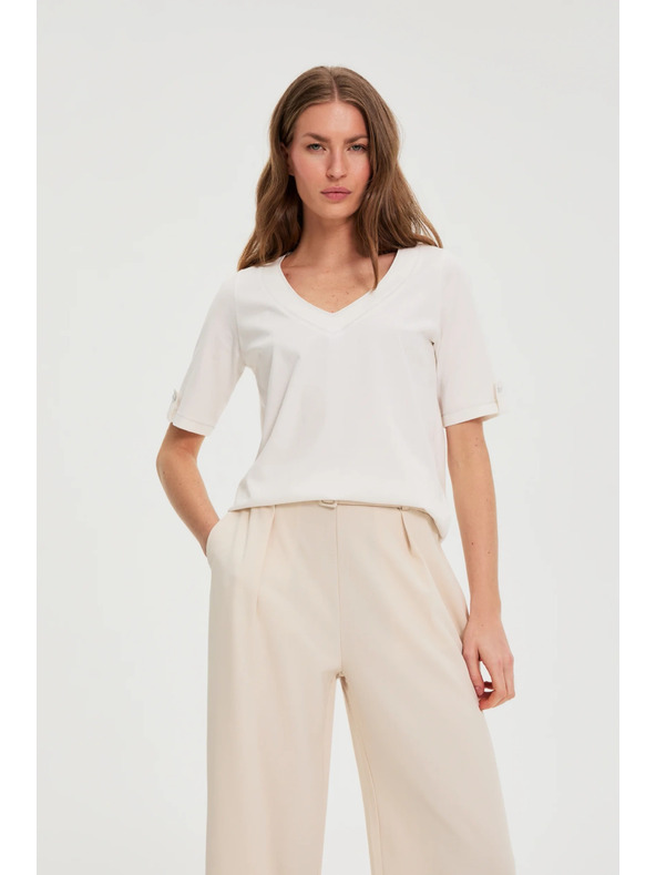 Moodo Fehér V-nyakú blúz Moodo