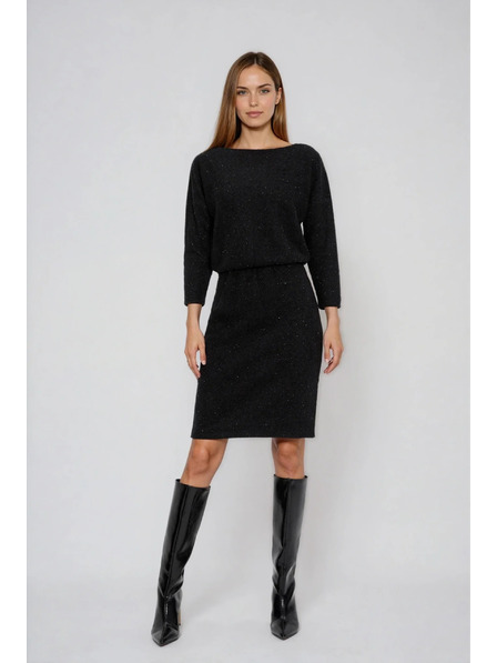 Moodo Fekete csillogó szállal díszített ruha Moodo