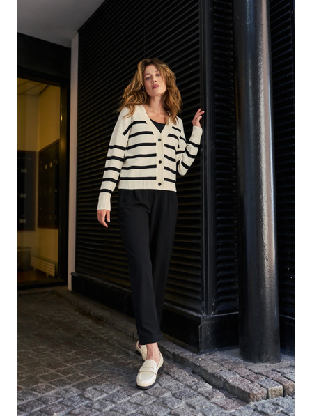 Moodo Csíkos kardigán ecru Moodo