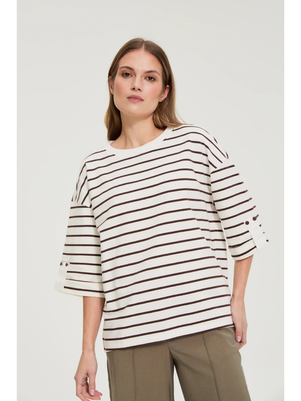 Moodo Fehér csíkos pulóver Moodo