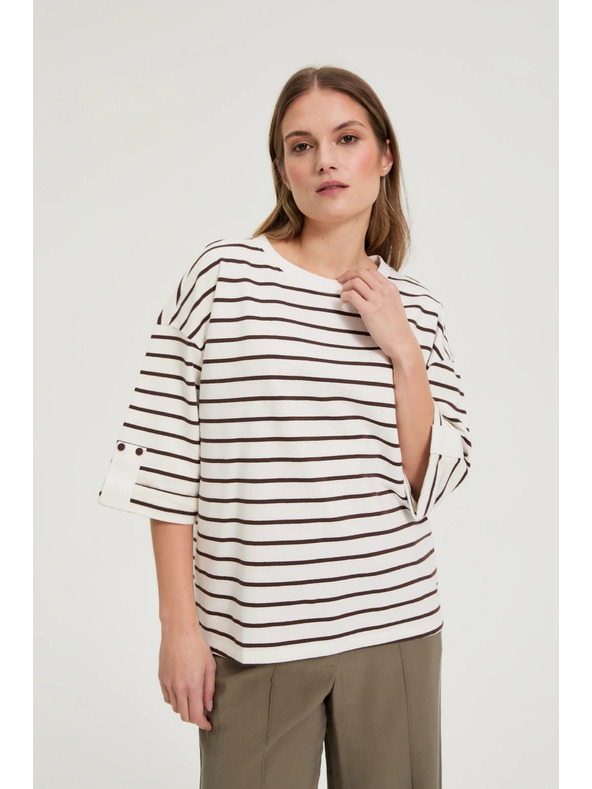 Moodo Fehér csíkos pulóver Moodo