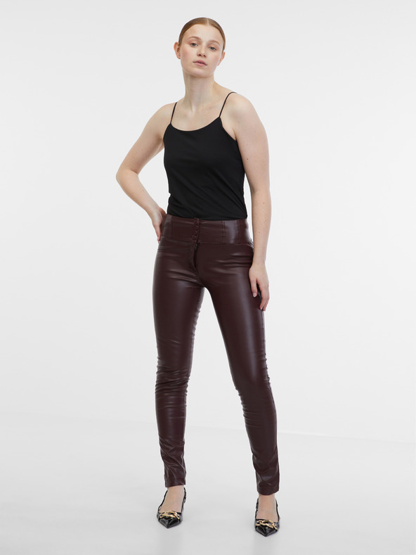 Orsay ORSAY borszínű műbőr női nadrág