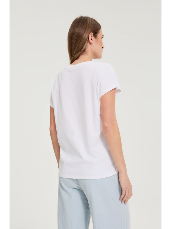 Moodo Pamut póló V nyakkivágással fehér Moodo