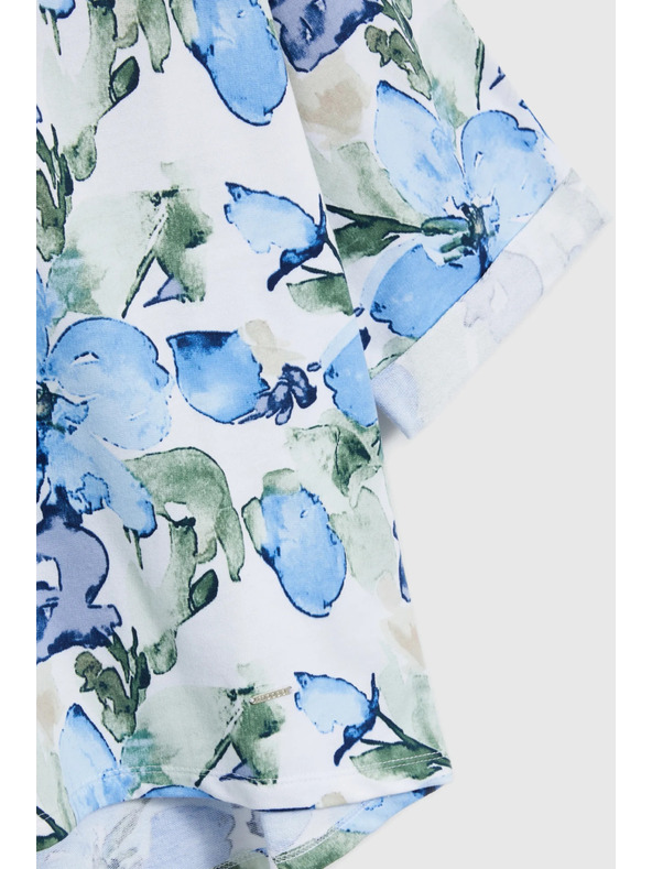 Moodo Kapucni virágmintával kék Moodo