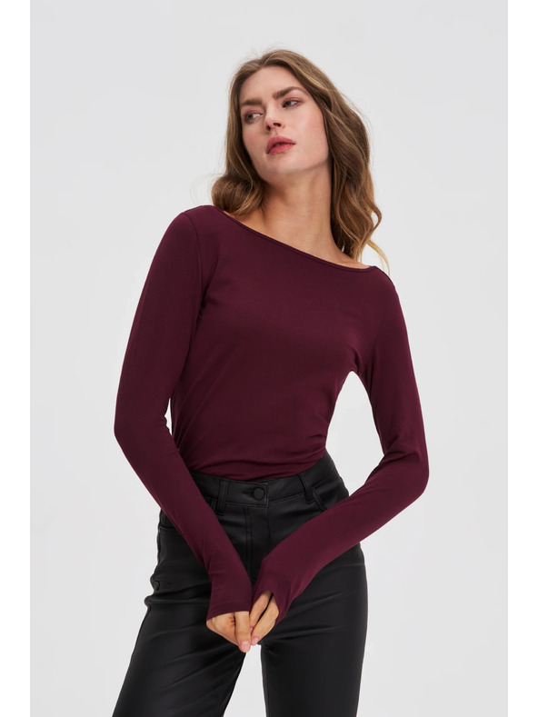 Moodo Alakformáló blúz hosszú ujjakkal bordó Moodo