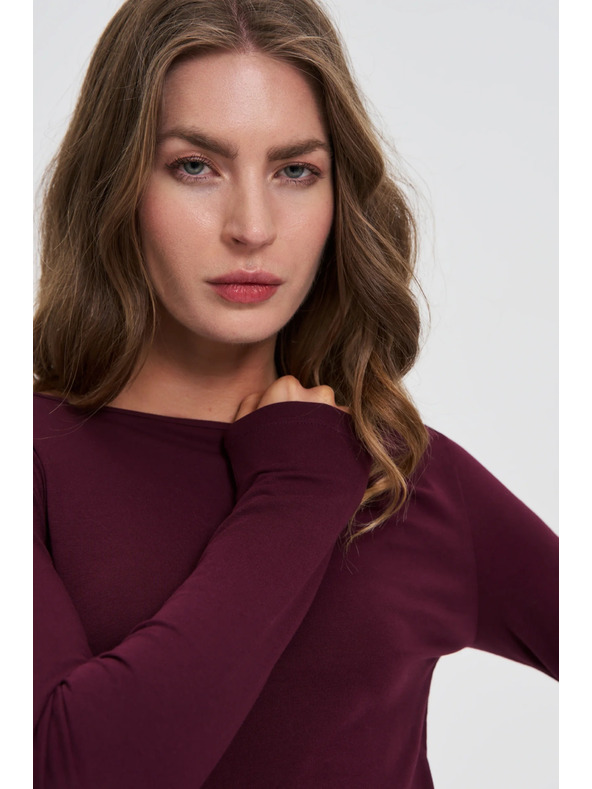 Moodo Alakformáló blúz hosszú ujjakkal bordó Moodo