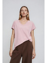 Moodo Pamut póló V nyakkivágással világos rózsaszín Moodo