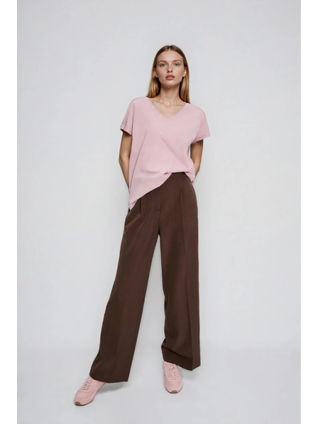 Moodo Pamut póló V nyakkivágással világos rózsaszín Moodo