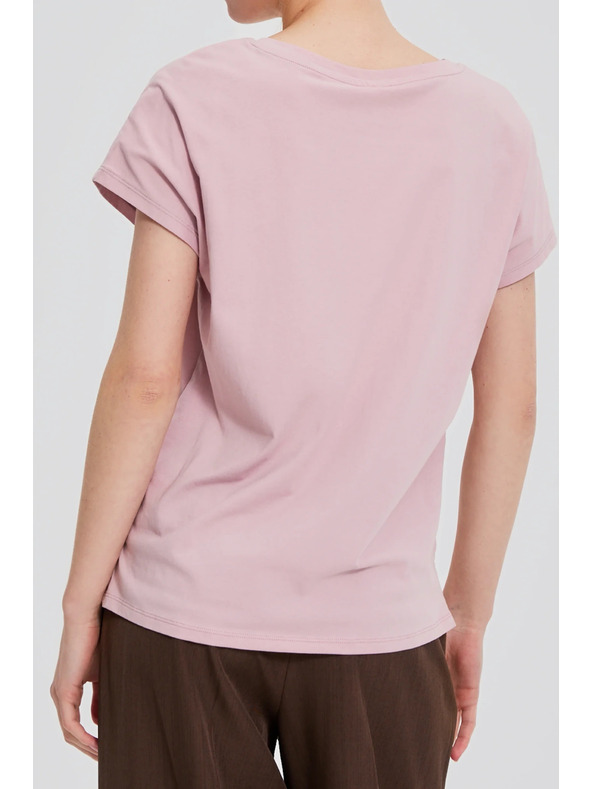 Moodo Pamut póló V nyakkivágással világos rózsaszín Moodo