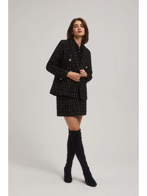 Moodo Tweed stílusú szoknya díszítő gombokkal fekete Moodo