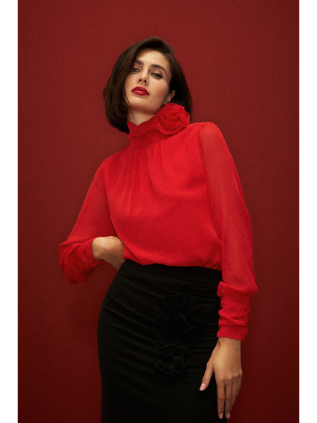 Moodo Elegáns ing díszítő rózsával piros Moodo