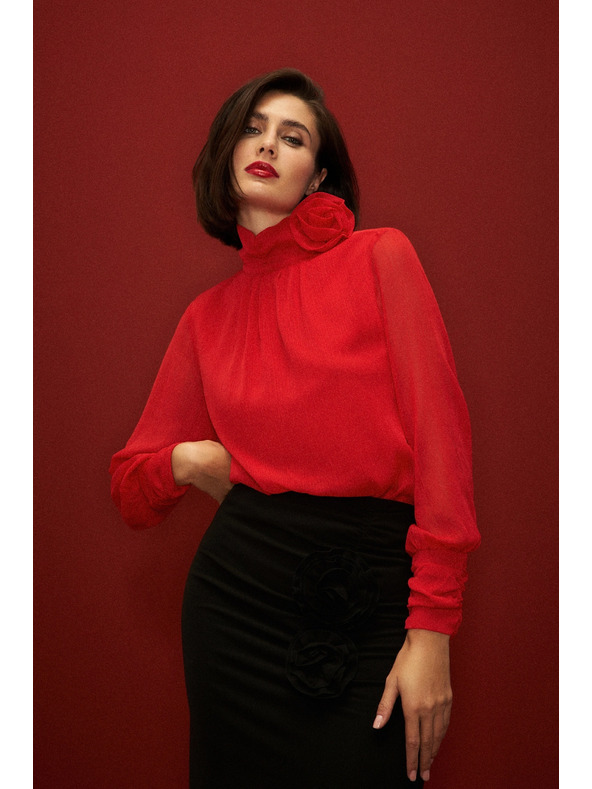 Moodo Elegáns ing díszítő rózsával piros Moodo