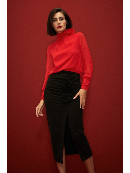 Moodo Elegáns ing díszítő rózsával piros Moodo