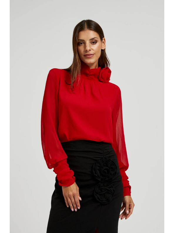 Moodo Elegáns ing díszítő rózsával piros Moodo