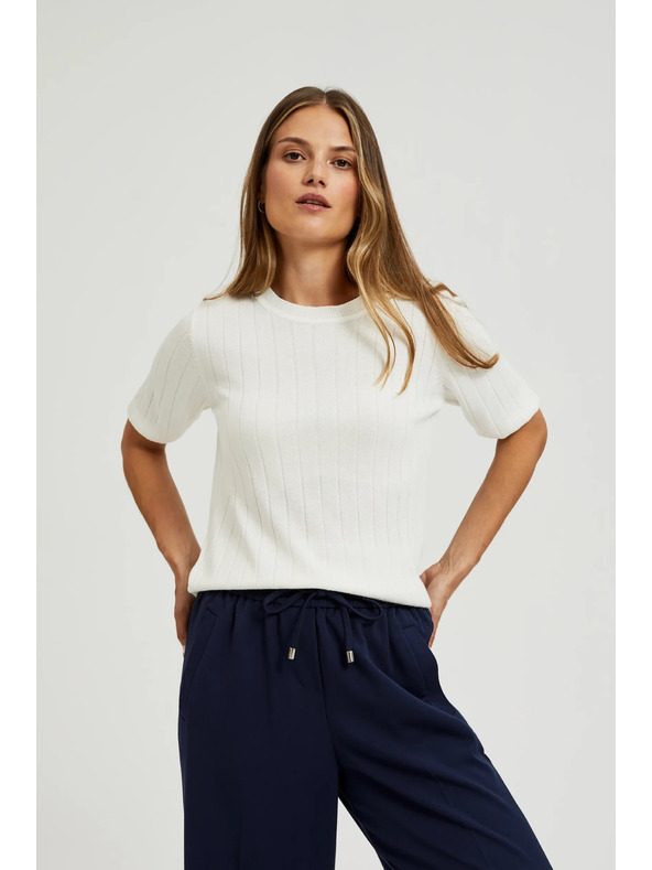 Moodo Viszkóz pulóver fém szállal fehér Moodo