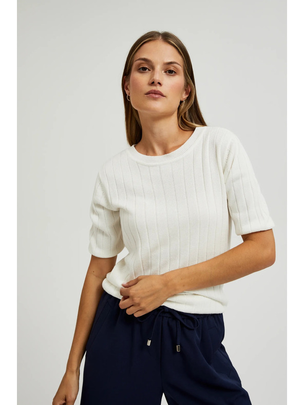 Moodo Viszkóz pulóver fém szállal fehér Moodo