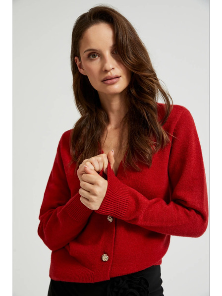 Moodo Gombos kardigan rózsa formájú gombokkal piros Moodo