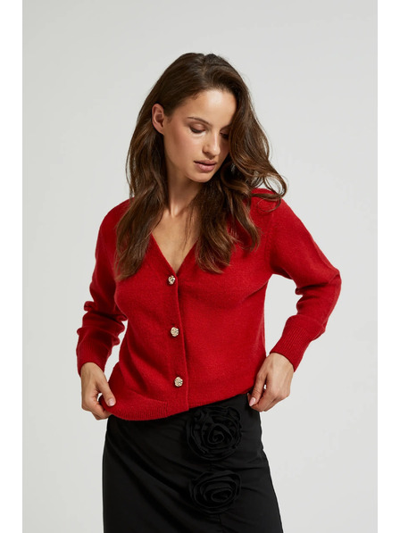 Moodo Gombos kardigan rózsa formájú gombokkal piros Moodo