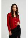 Moodo Gombos kardigan rózsa formájú gombokkal piros Moodo