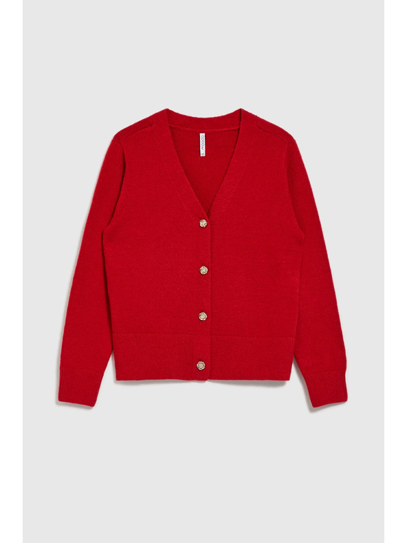 Moodo Gombos kardigan rózsa formájú gombokkal piros Moodo